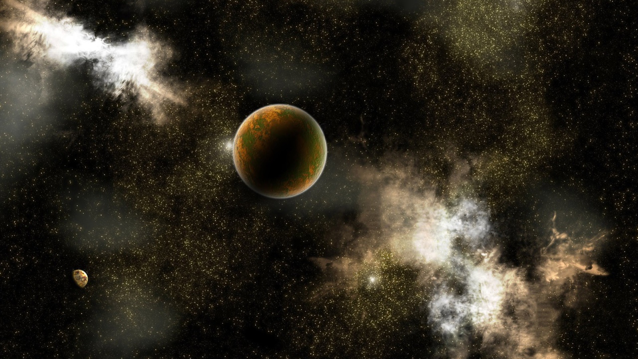 Планета на фоне галактики