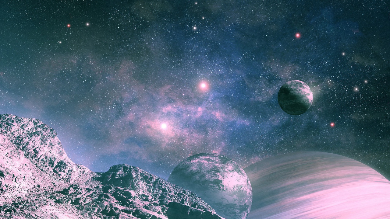 Звездное небо с планетами