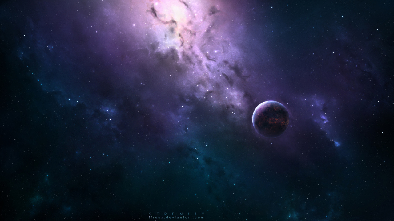 Планета на фоне звездного неба