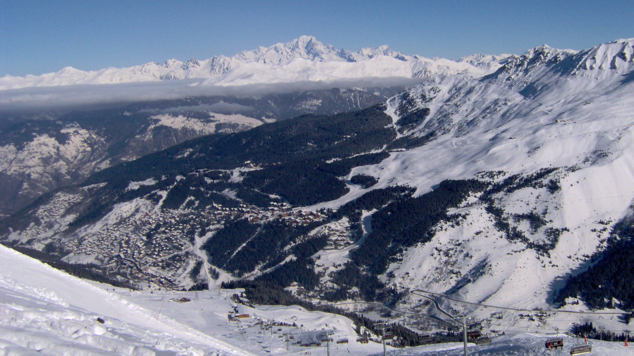 Панорама на горнолыжном курорте Мерибель, Франция