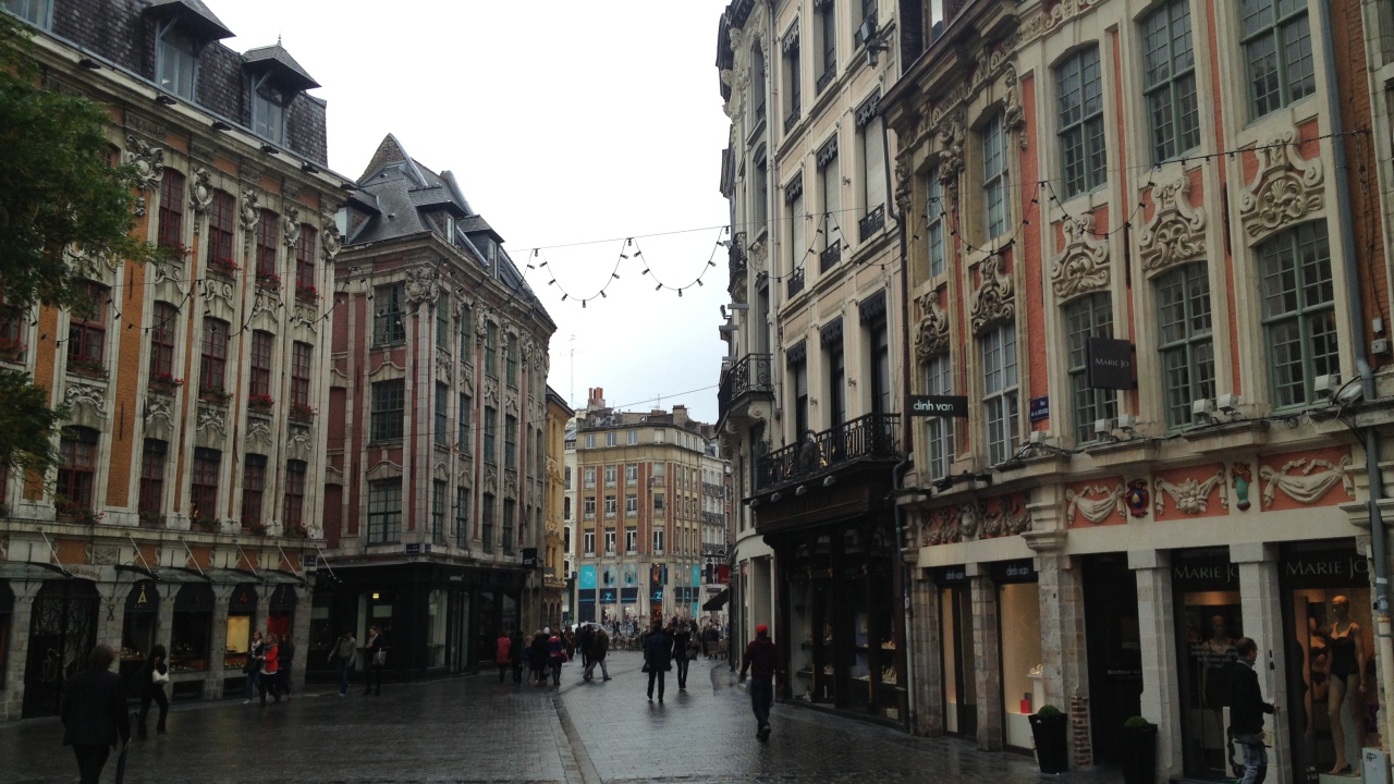 Прогулка по улице в городе Лилль, Франция