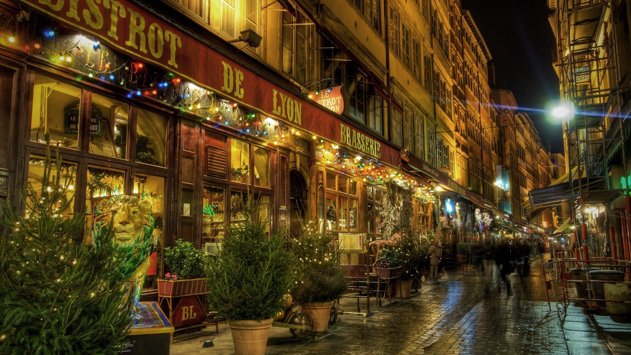 Прогулка по улице в городе Лион, Франция