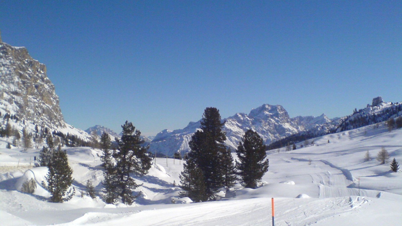 Лыжная трасса на горнолыжном курорте Кортина д'Ампеццо, Италия