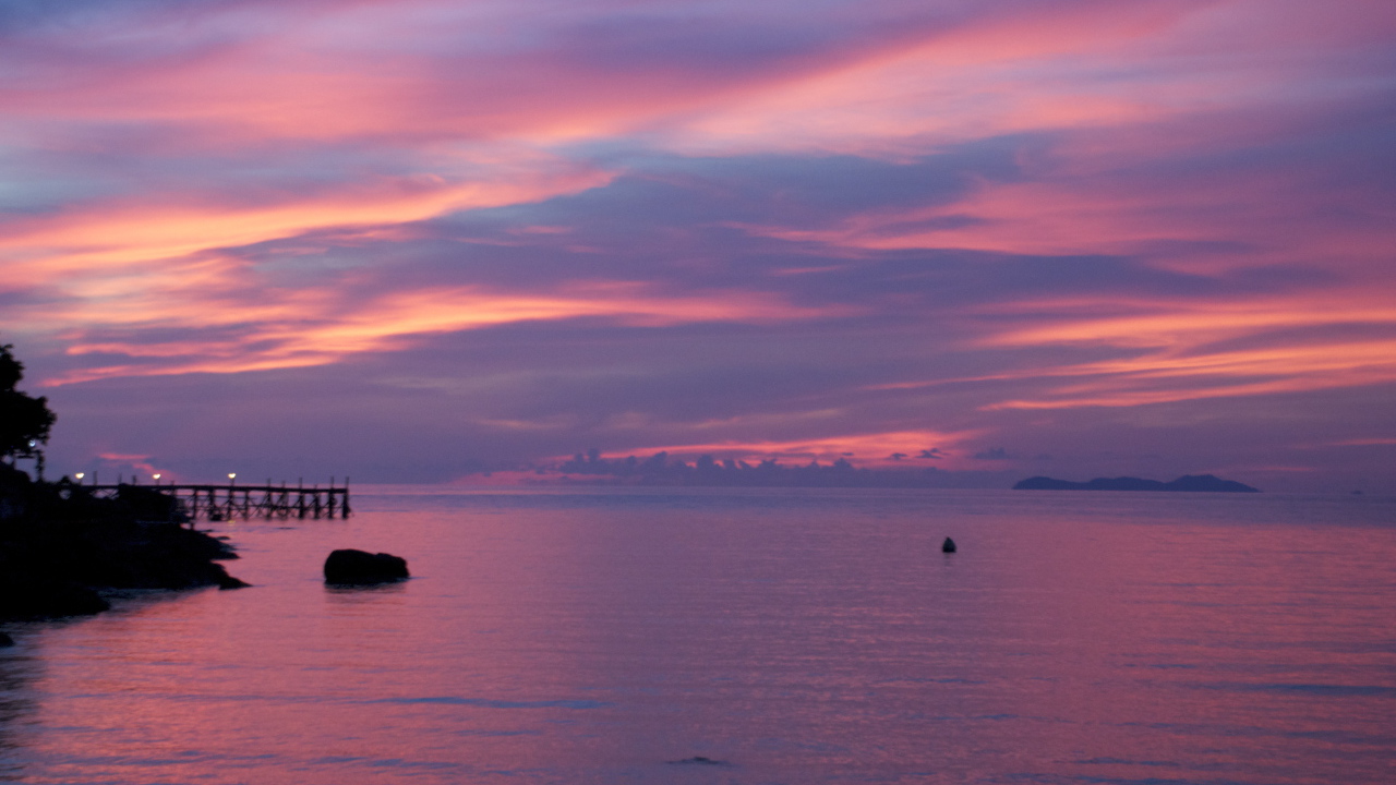 Pink sunset on the island of Koh Kood, Thailand