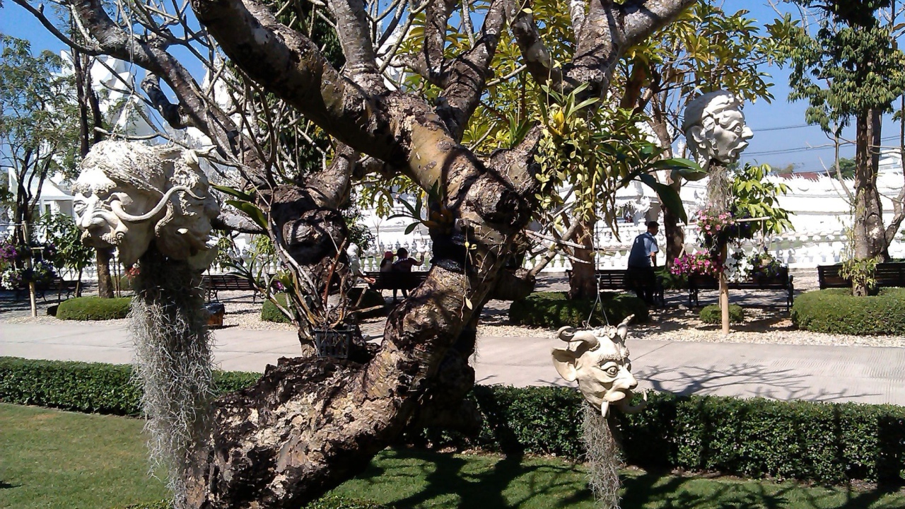 Дерево со скульптурами на курорте Чианг Рай, Таиланд