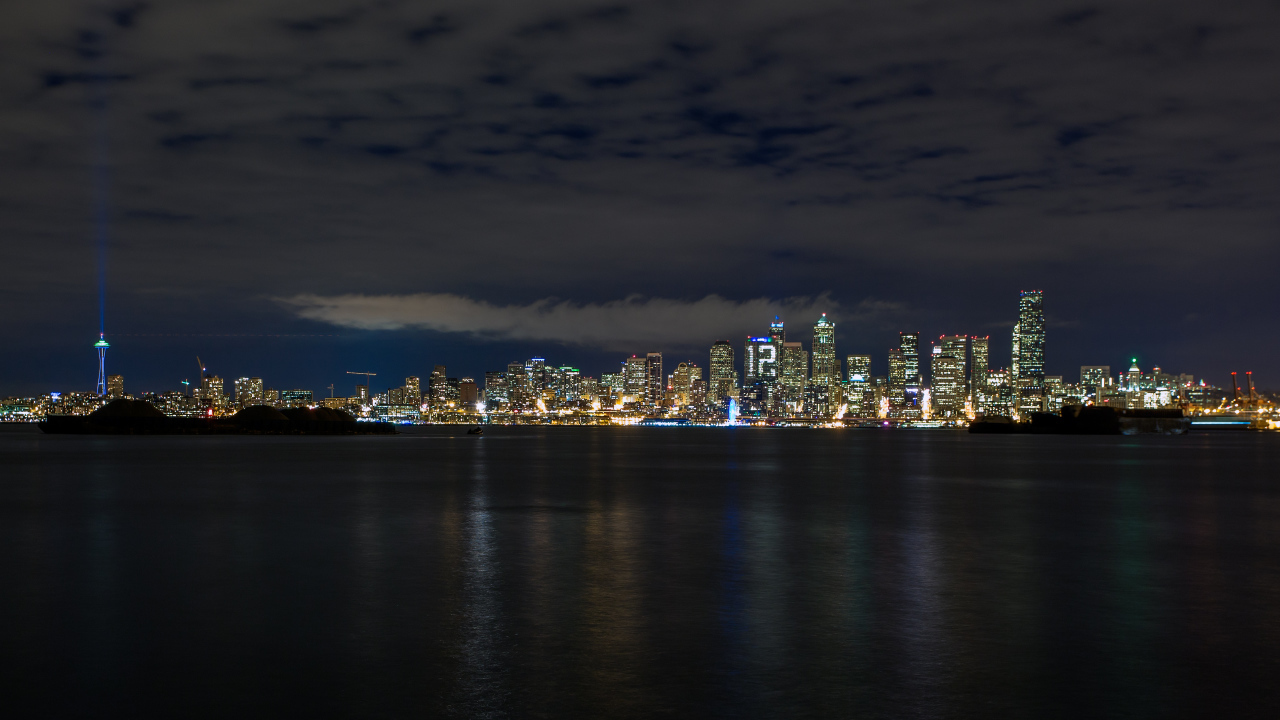 Сиэтл ночью, США