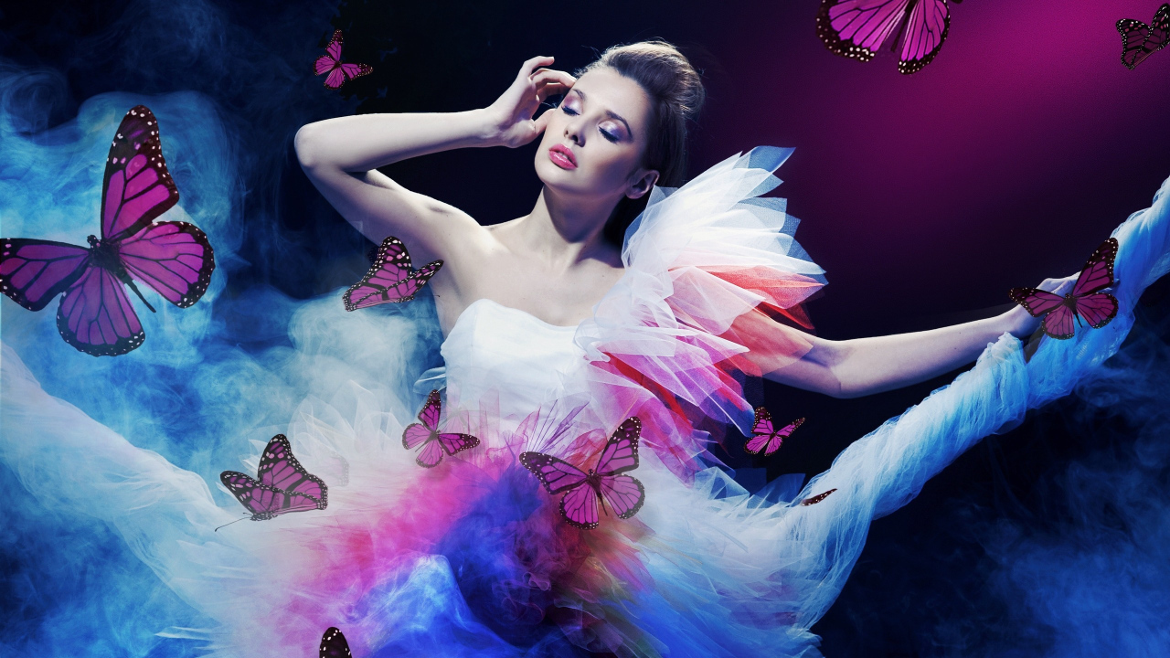 Ballerina surrounded by butterflies
