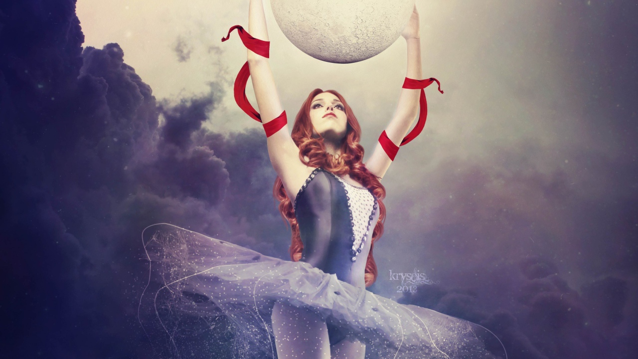 Ballerina with the planet in the hands of