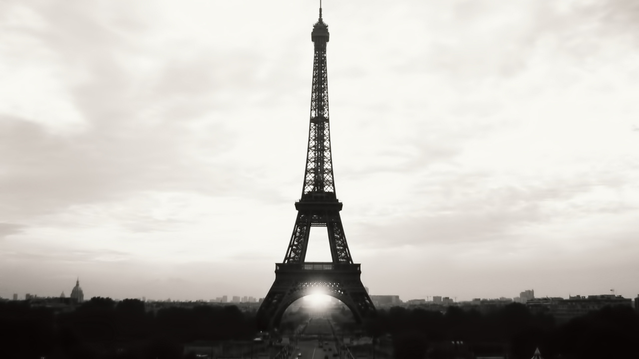 Beauty Eiffel Tower, black and white photo