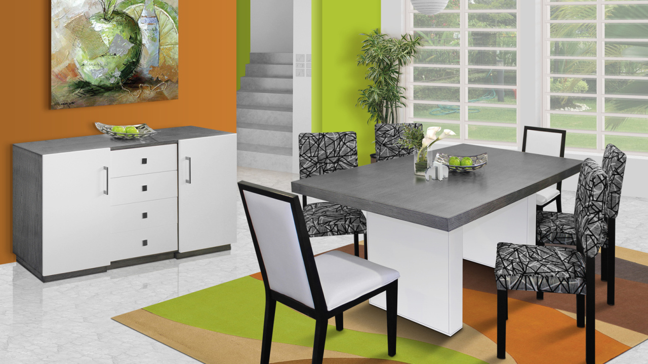 Яркий дизайн столовой