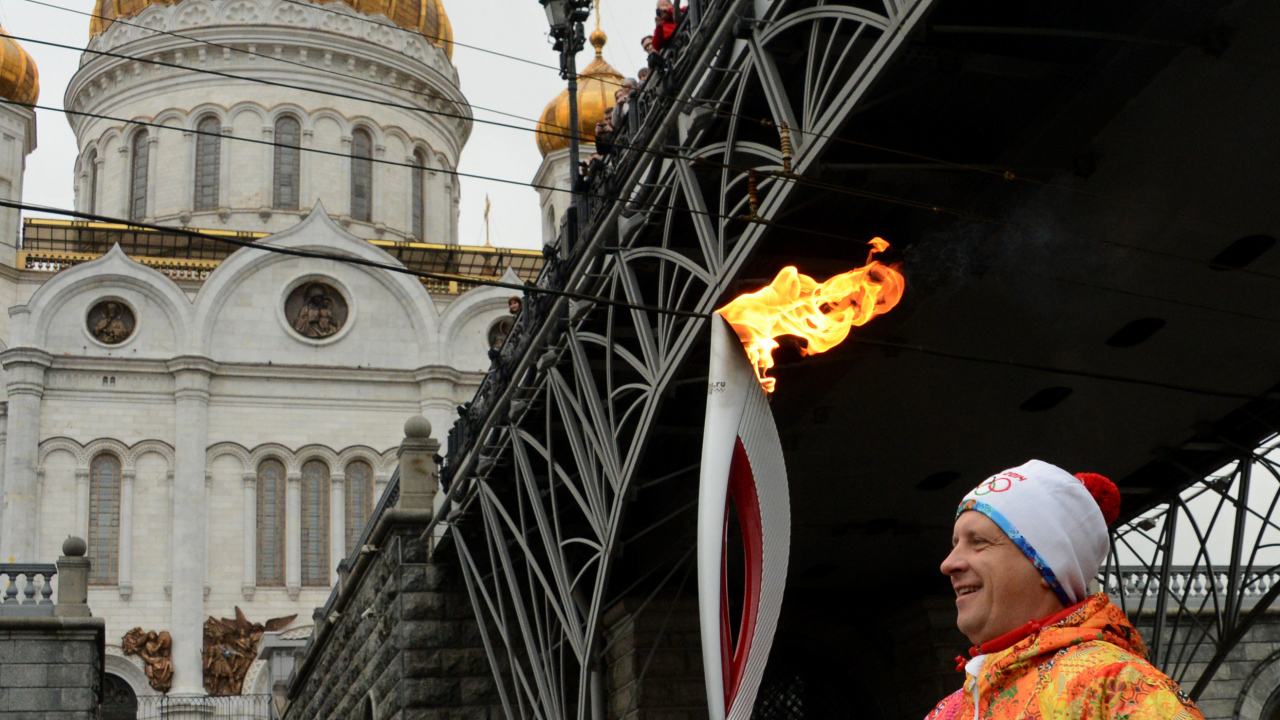 Олимпийскй огонь в Москве к Сочи 2014