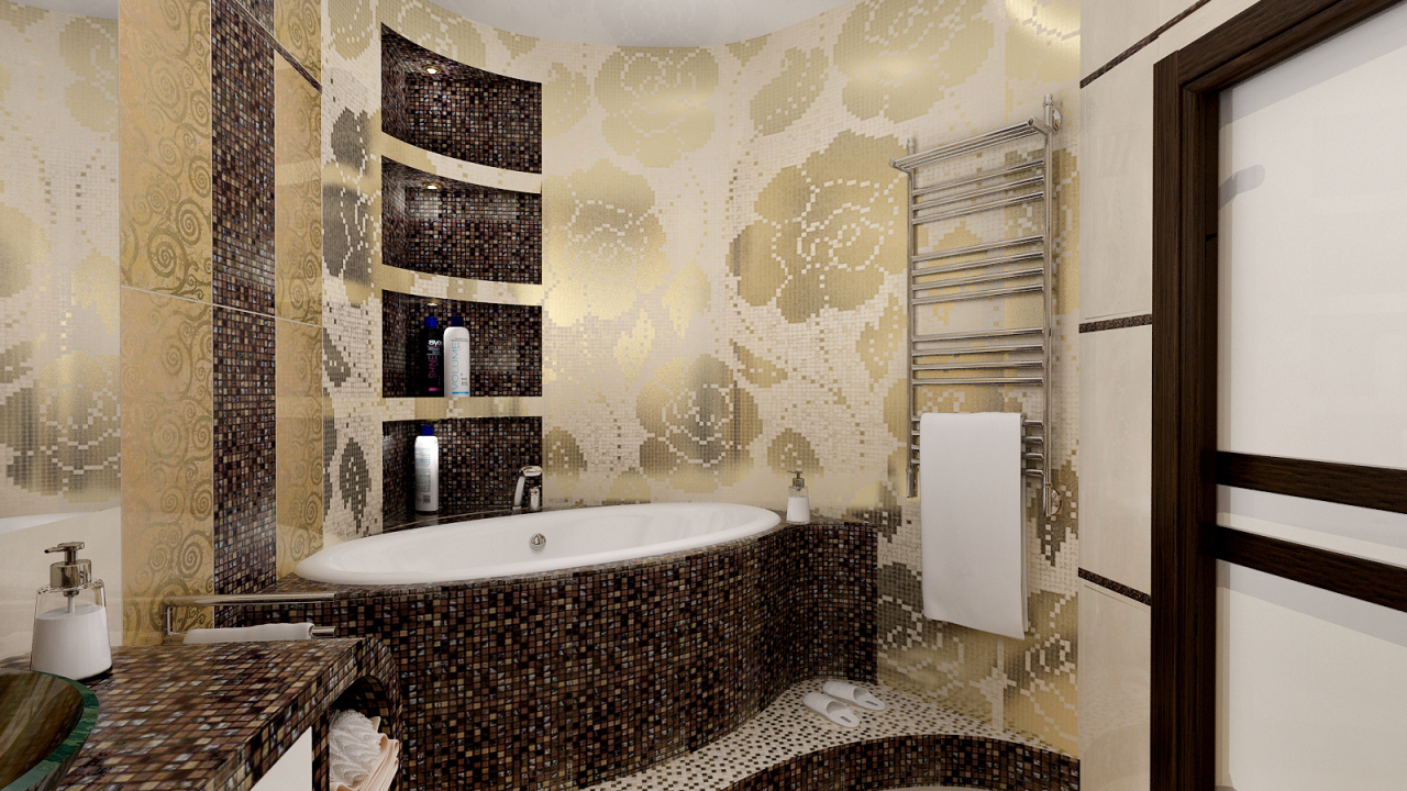 Орнамент из плиток в ванной