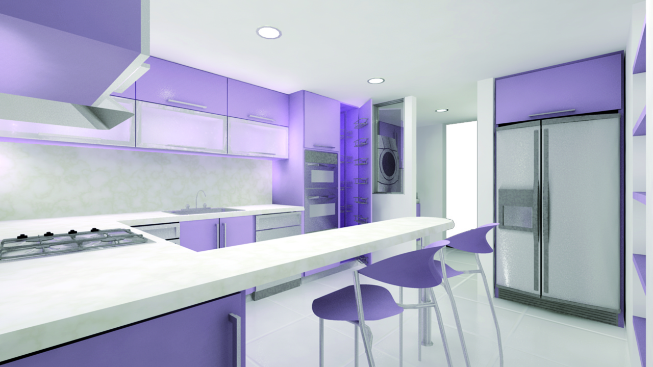 Фиолетовый стиль кухни