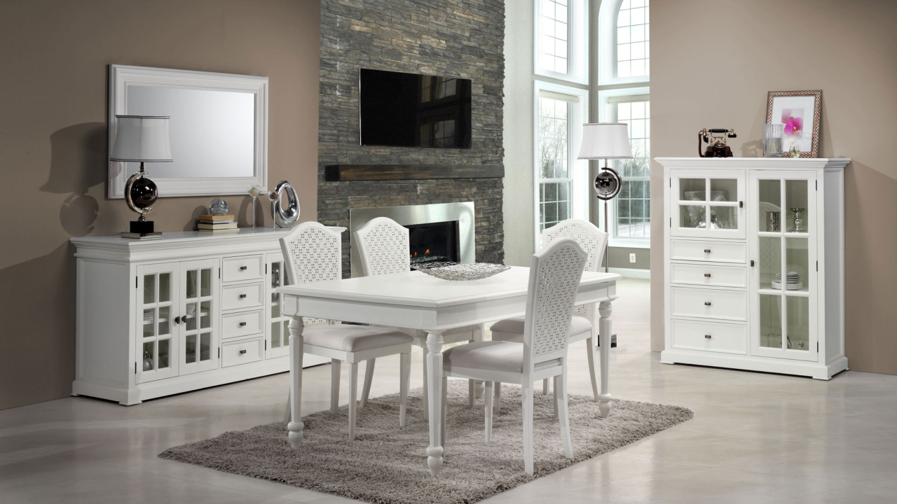 Белая мебель в столовой