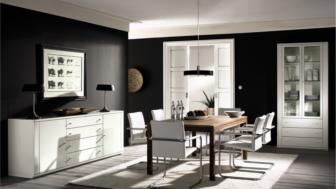 Столовая в черно белом стиле
