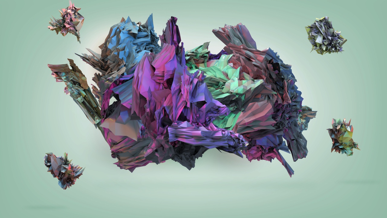 Кристаллы на голубом фоне