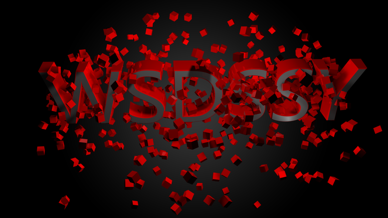 Буквы из красных кубов на черном фоне