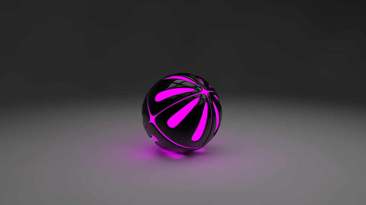 Сиреневый шар на сером фоне, 3-Д графика