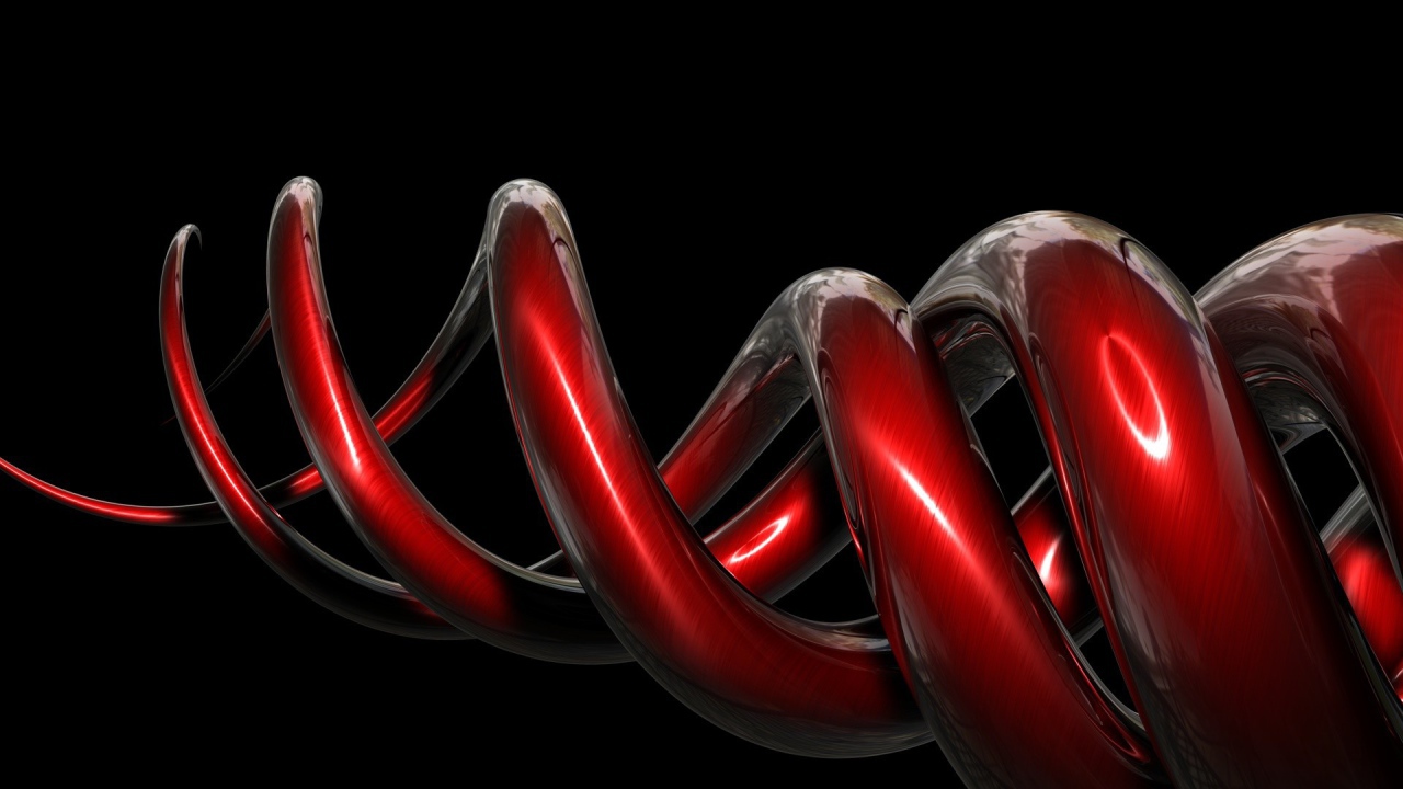 Красная спираль на черном фоне, 3-Д графика