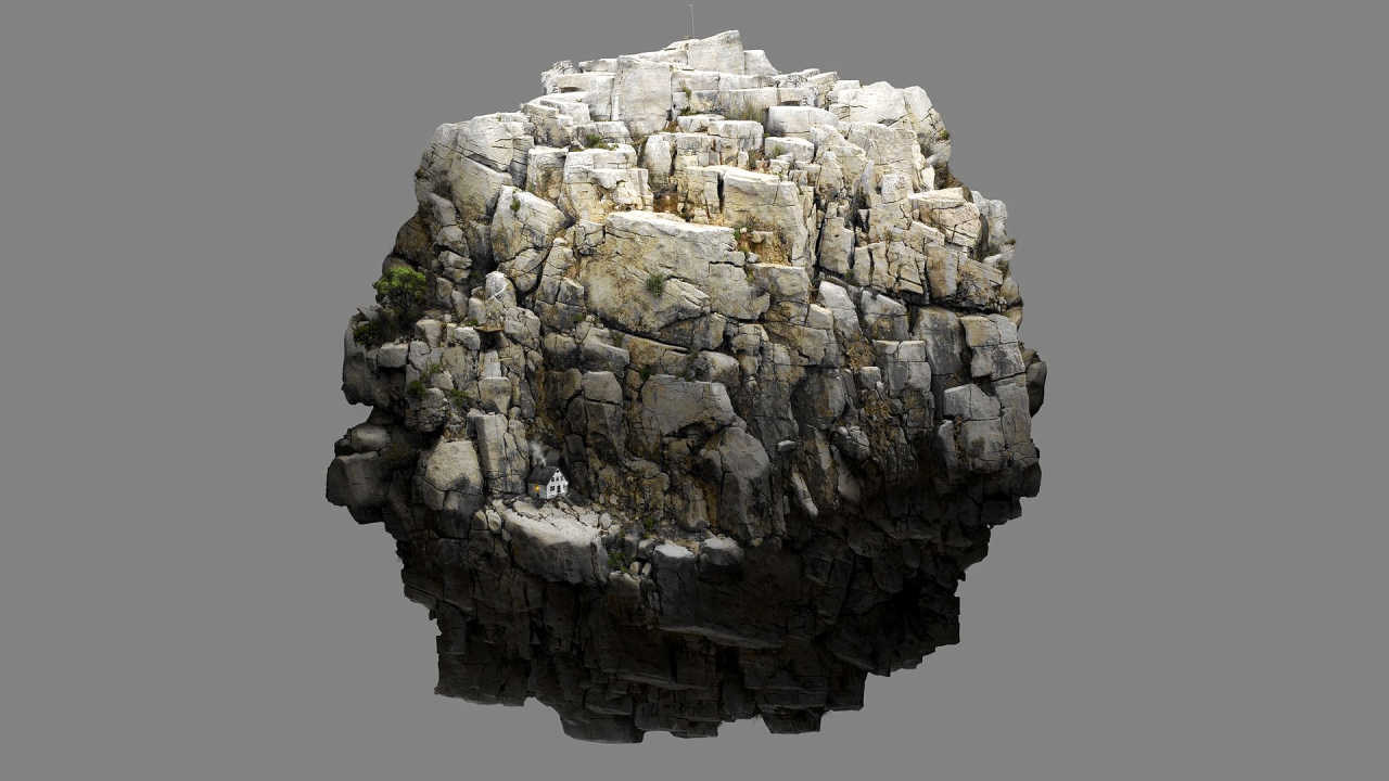 Круглый камень на сером фоне