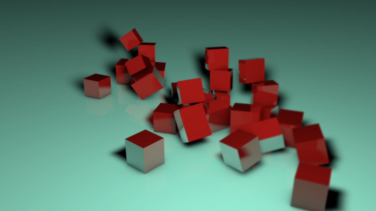 Несколько красных кубов, 3Д графика