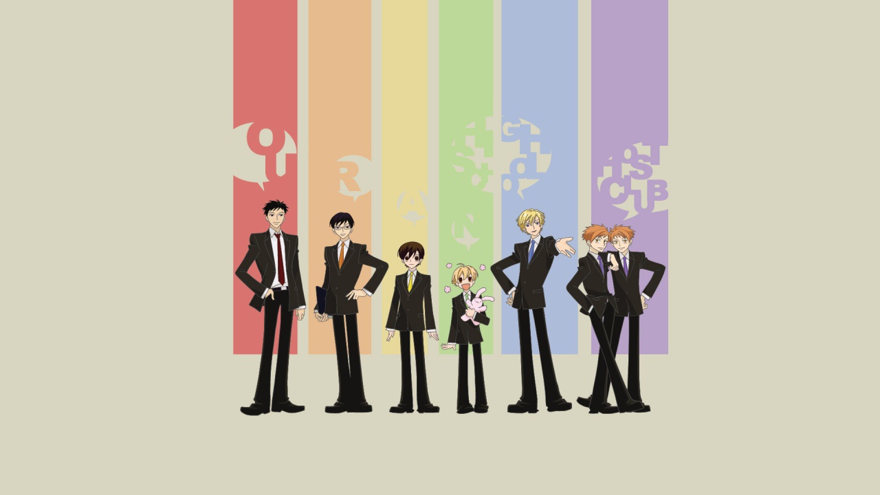 Парни аниме на фоне радуги