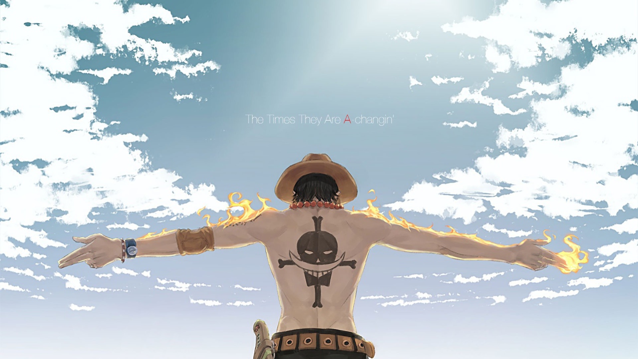 Персонаж аниме с тату пирата на спине