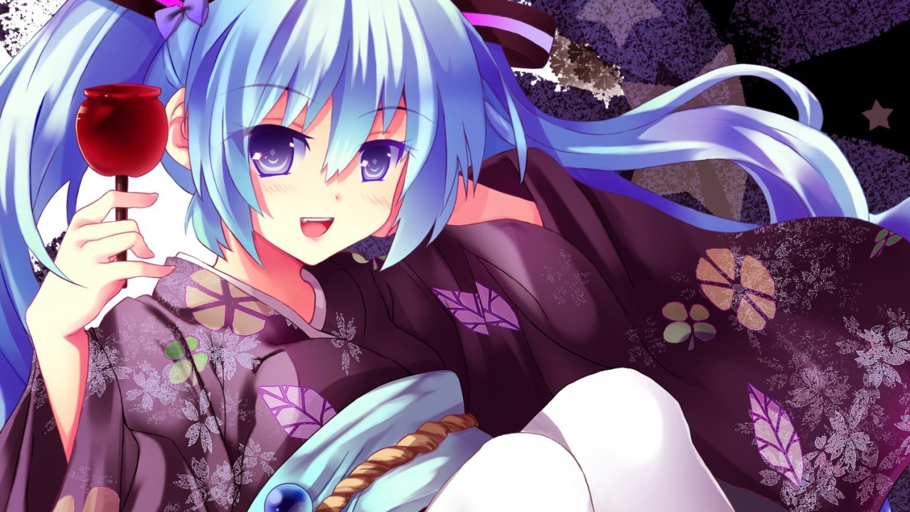 Аниме девушка с бокалом в руке