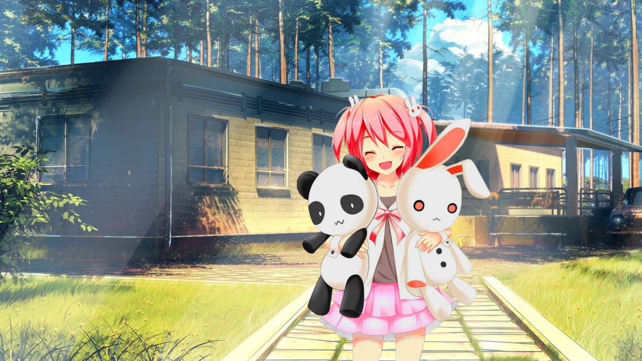 Девушка аниме ArseniXC с игрушками