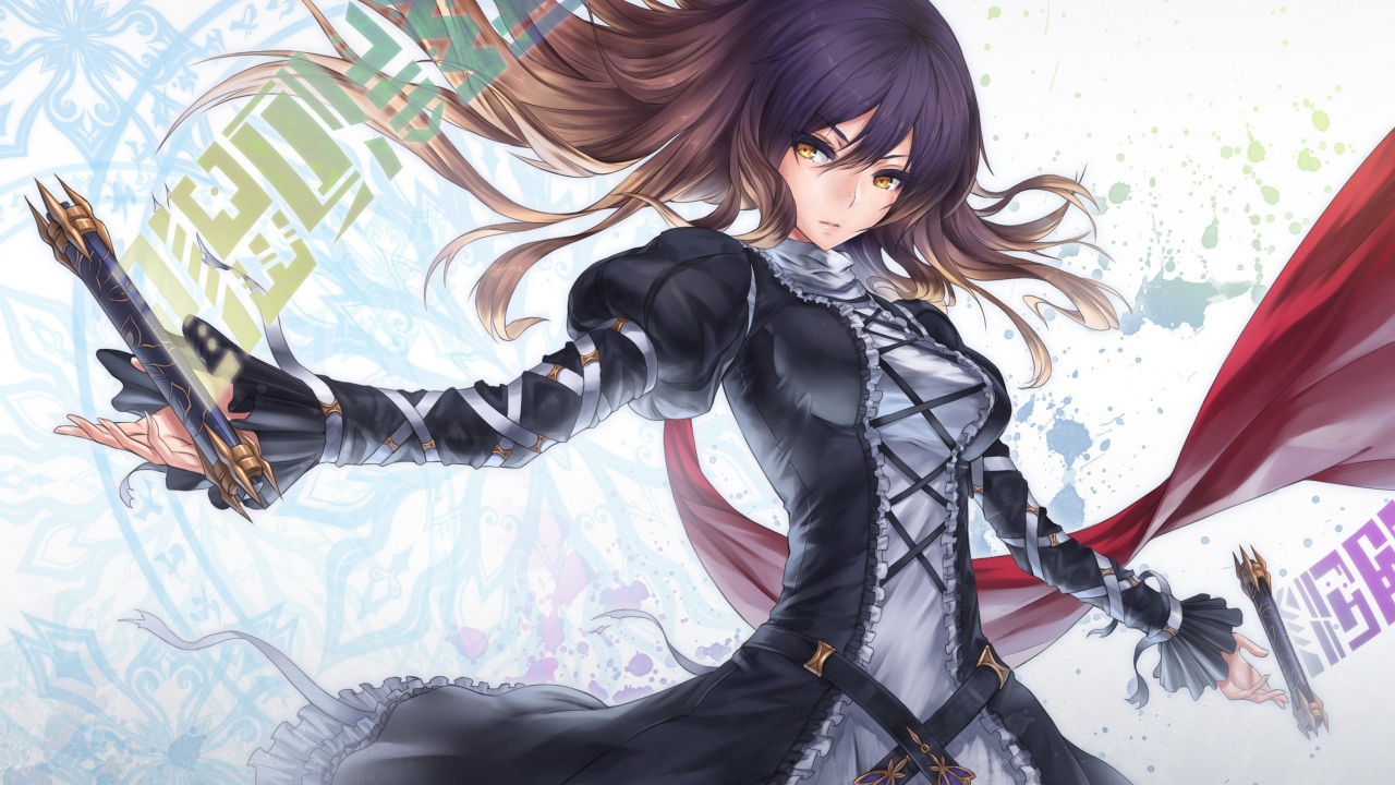 Темноволосая героиня аниме Touhou Project