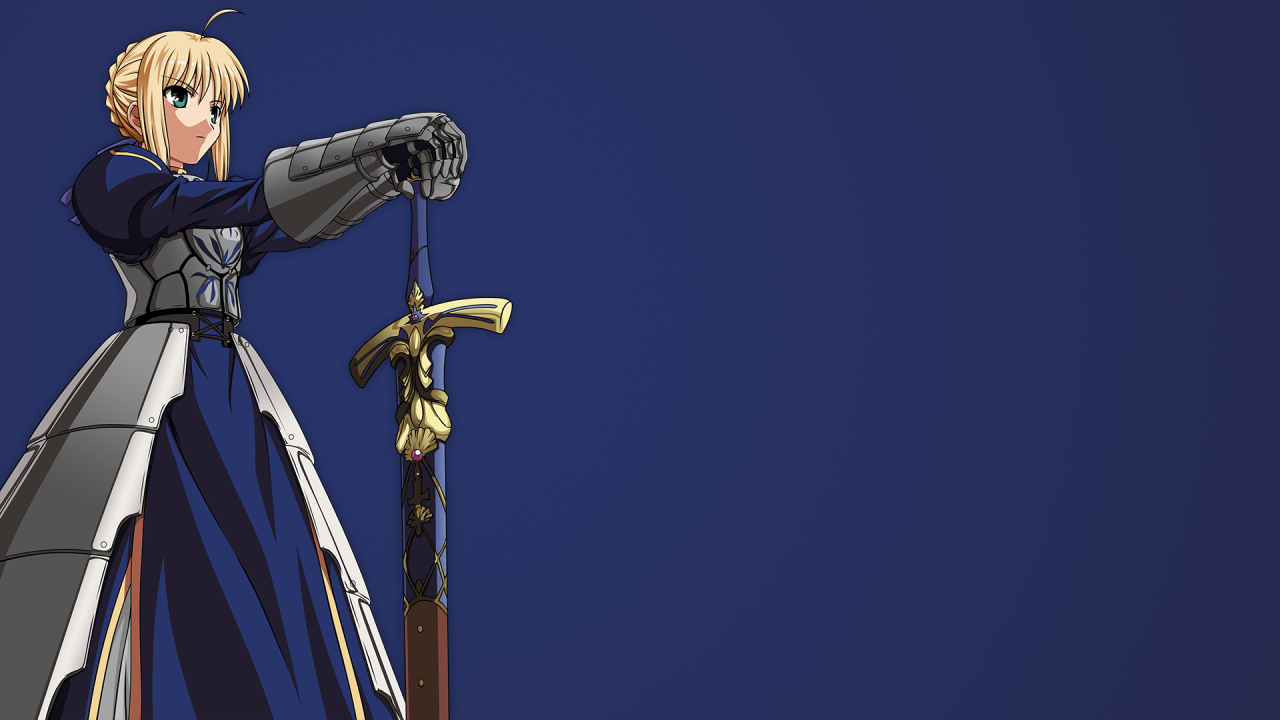 Экскалибур в руке девушки аниме Ночь прибытия