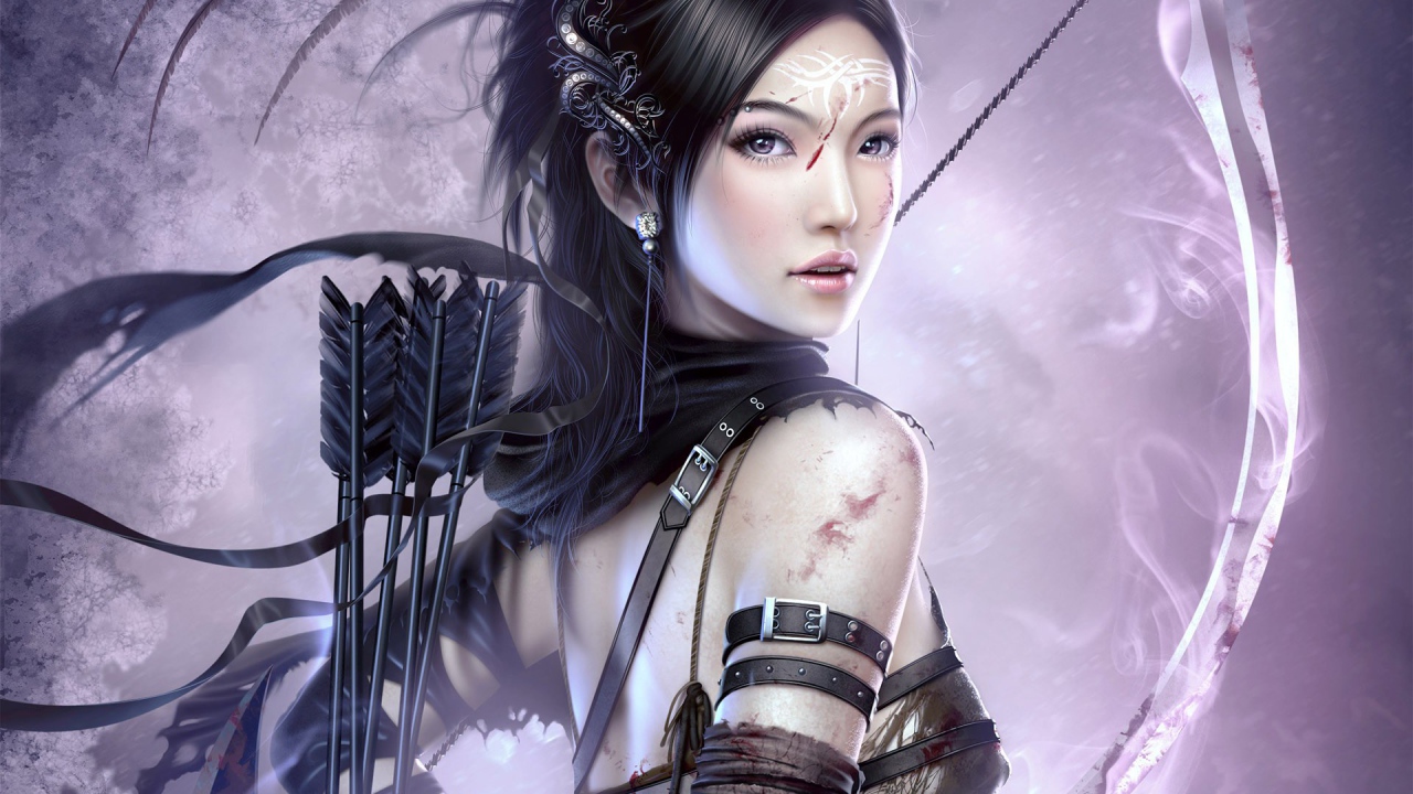 Девушка с луком и стрелами аниме