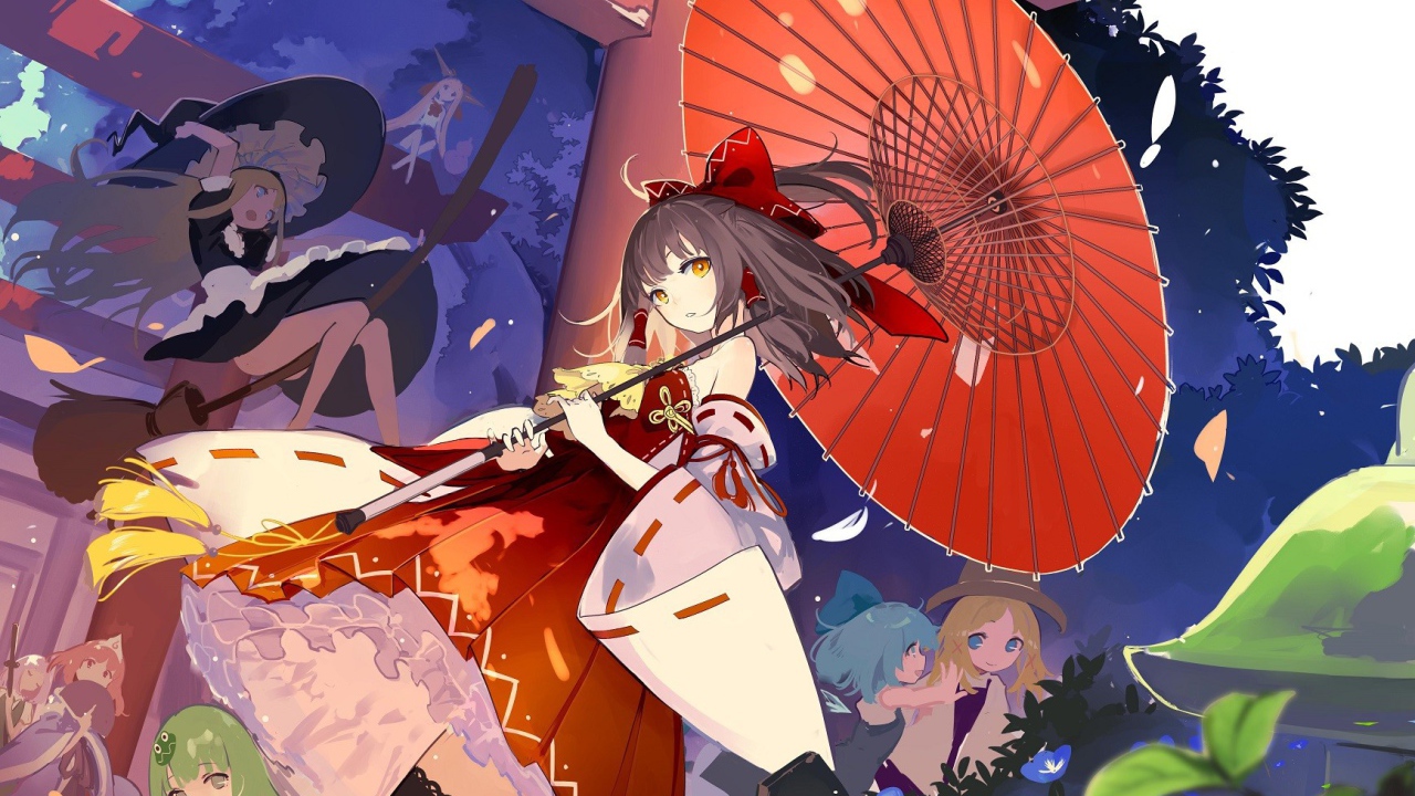 Девочка с зонтом в аниме Saigyouji Yuyuko