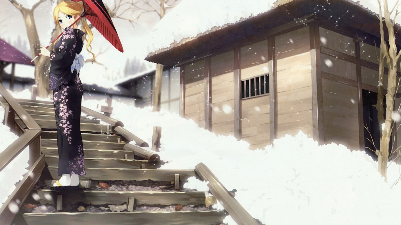 Девушка с зонтом в манге Sayonara Zetsubou Sensei