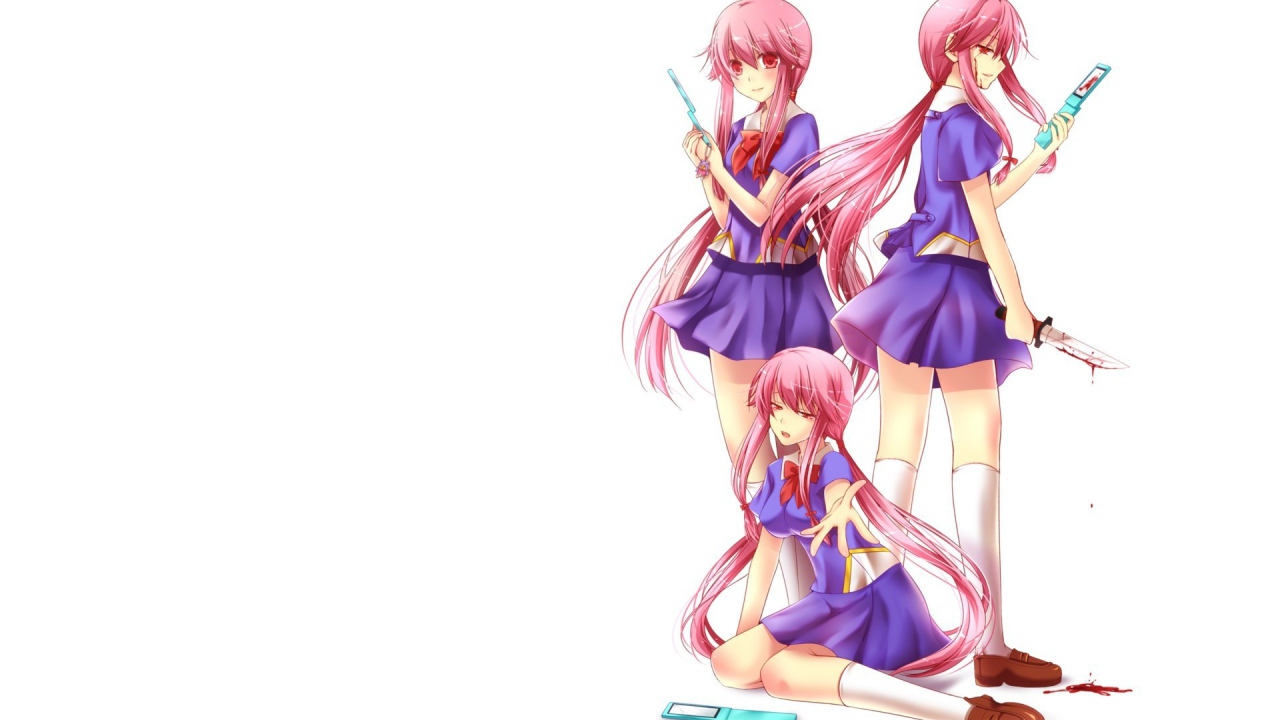 Девушки на белом фоне, аниме Яндере