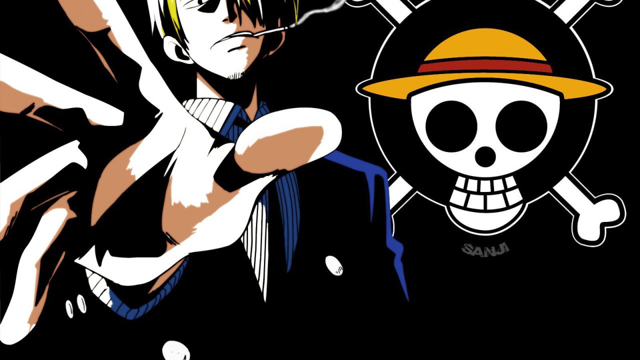 Санджи и череп на постере аниме Большой куш