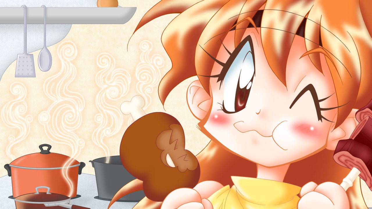 Девушка аниме Рубаки кушает мороженое