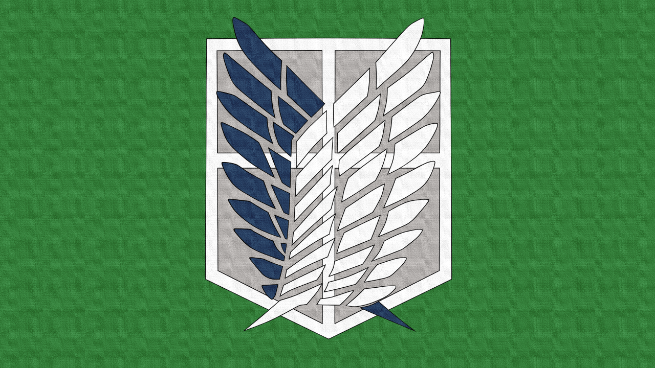 Символ аниме Атака Титанов на зеленом фоне