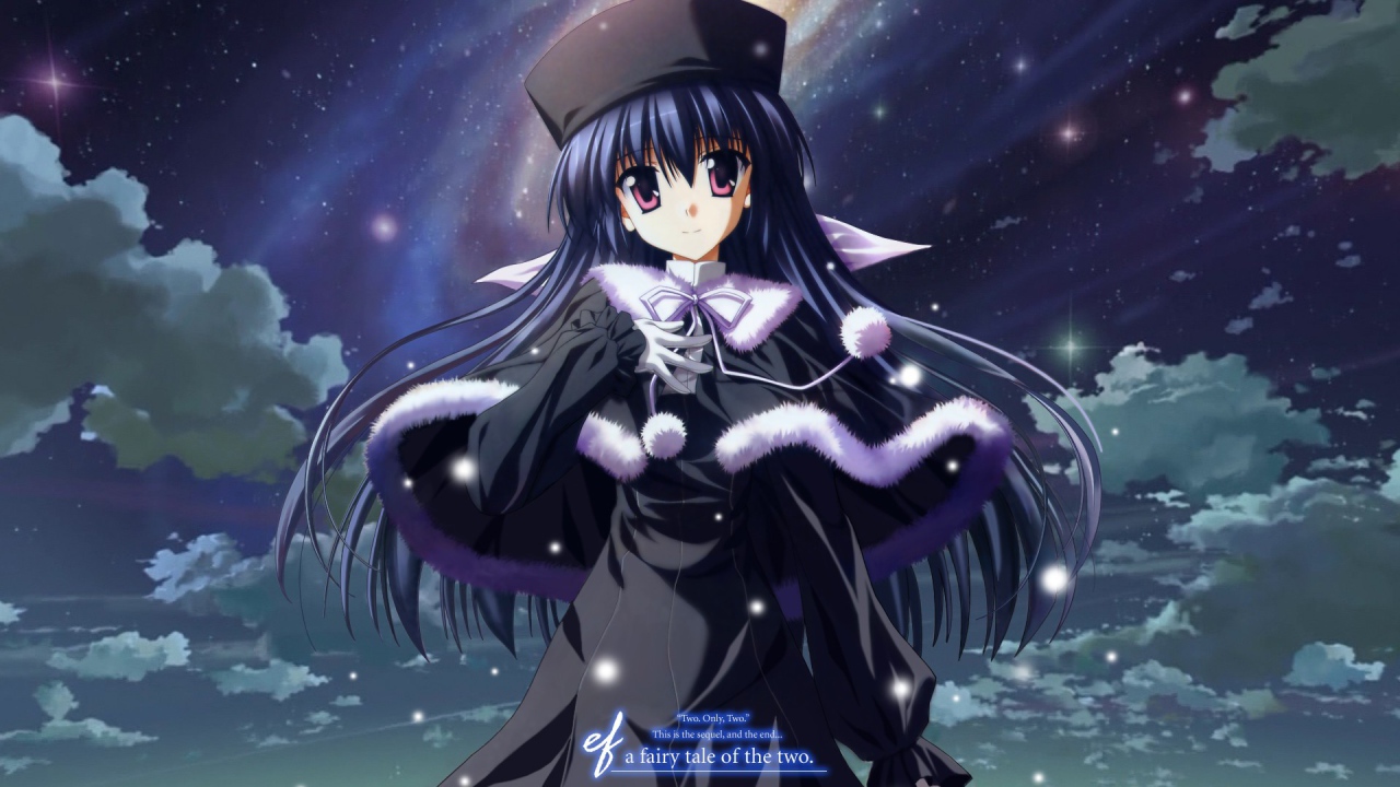 Девушка в черной одежде в аниме Эф - история воспоминаний