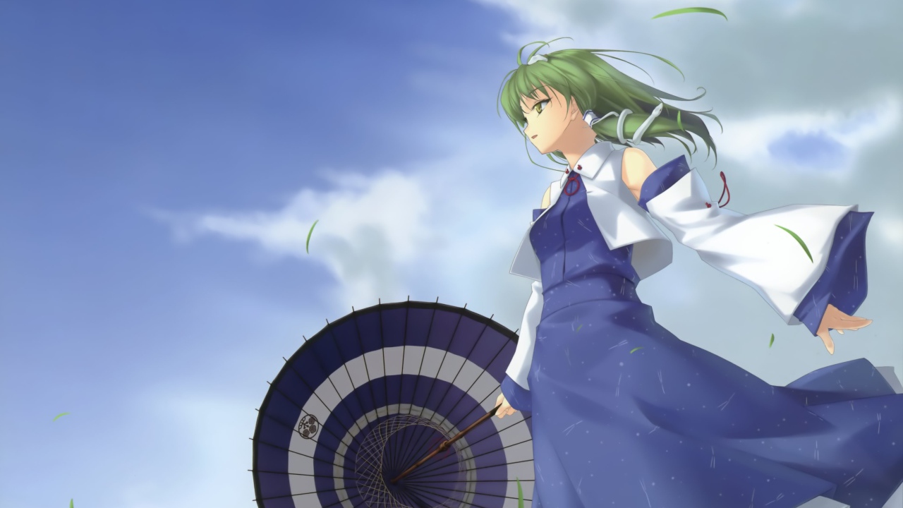 Девушка с зонтом, аниме Kochiya Sanae