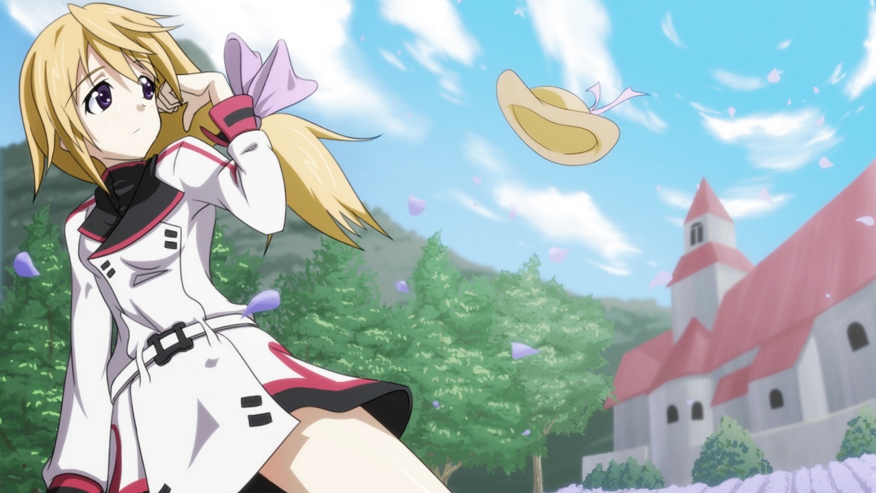 Ветер сорвал шляпу у девушки из аниме Бесконечные небеса