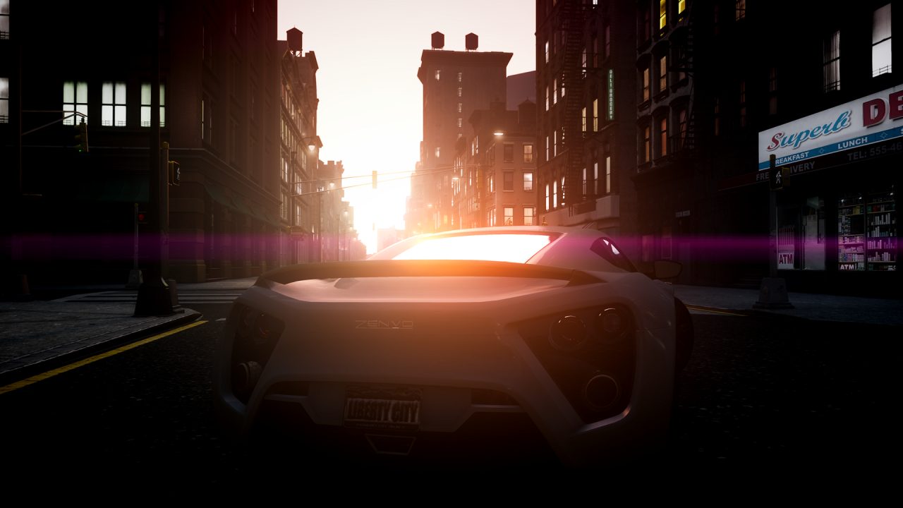 Автомобиль Zenvo ST1 на фоне заката