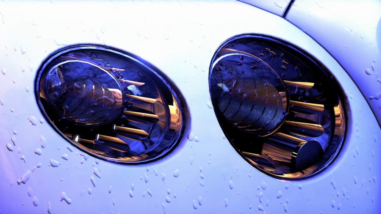Фары белого автомобиля, дождь