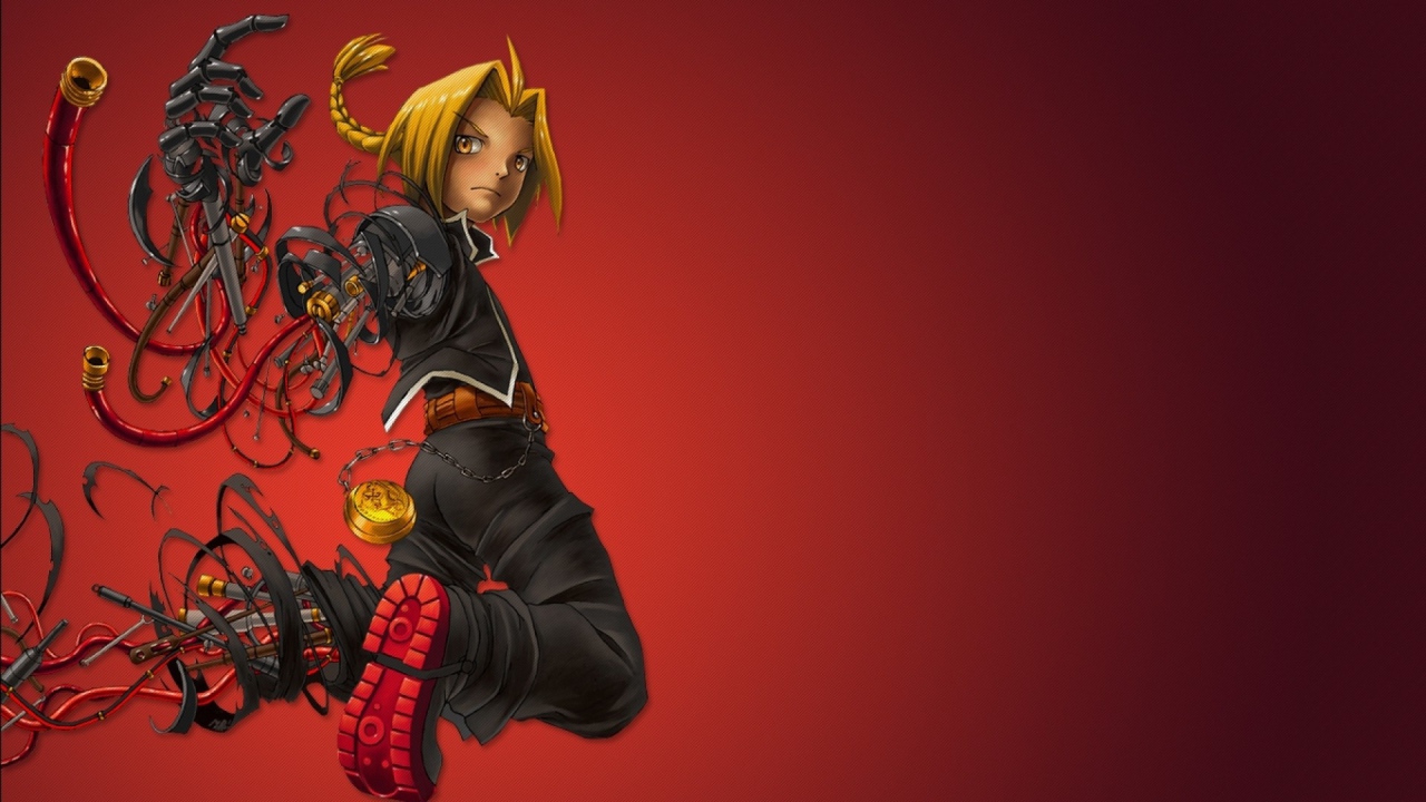 Аниме Стальной алхимик, красный фон