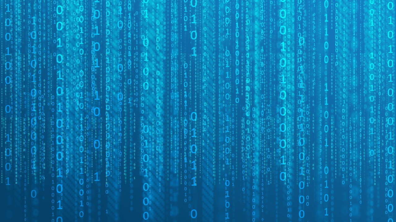 Двоичный код, голубой фон