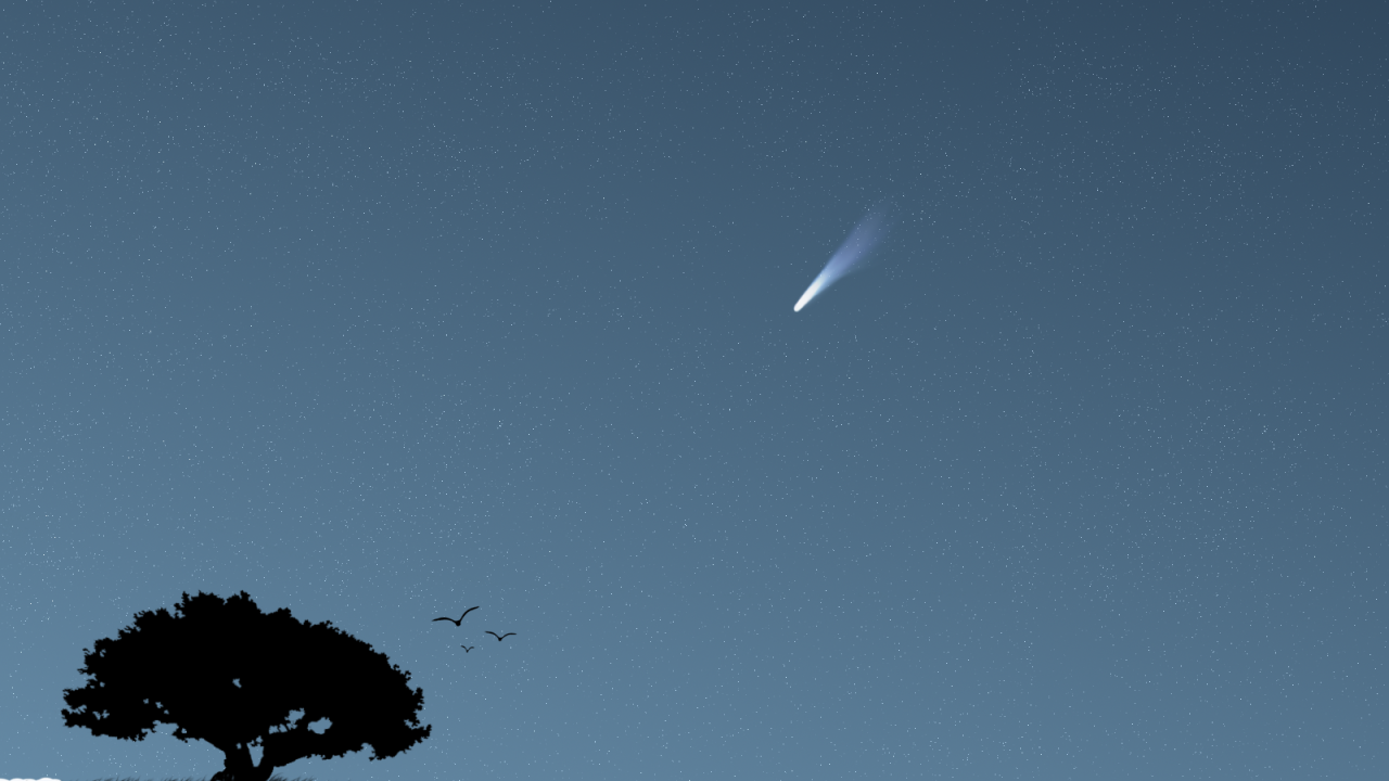 Комета в небе, фон