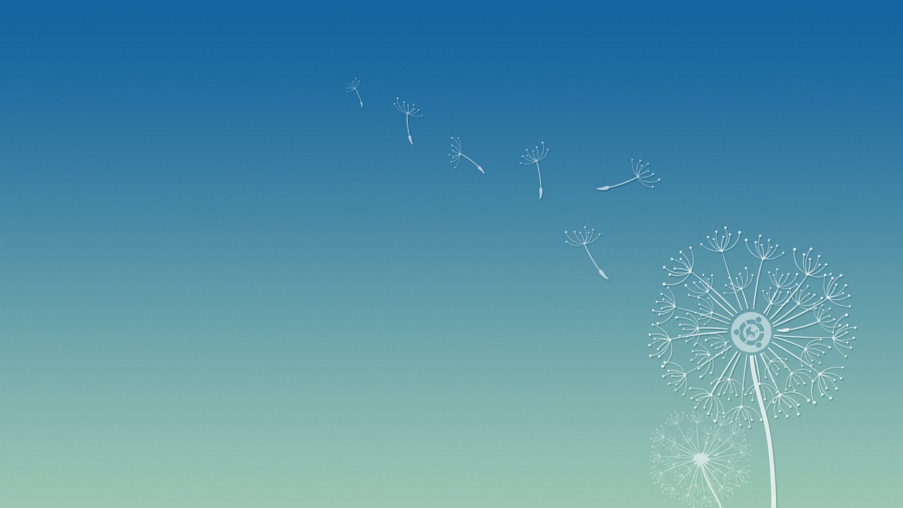 Семена одуванчика, фон Убунту