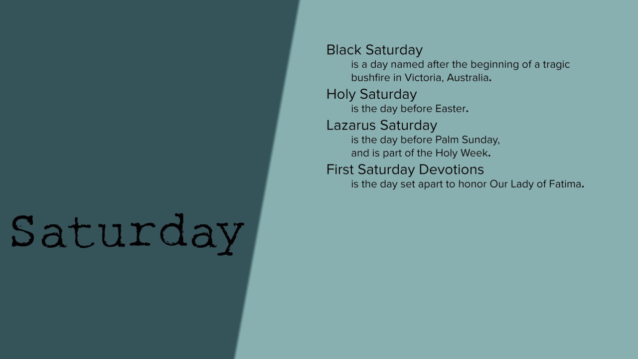 Описание субботы на английском языке