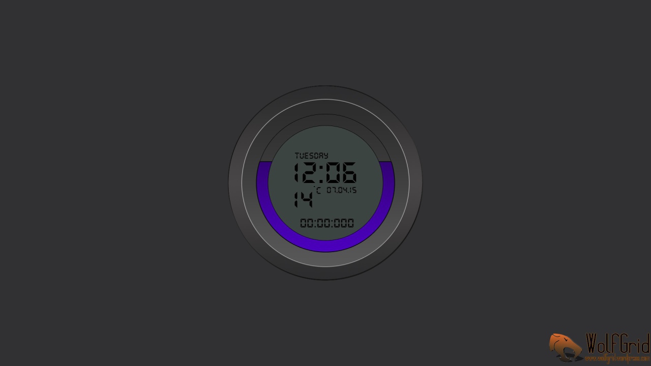 Электронные часы на сером фоне