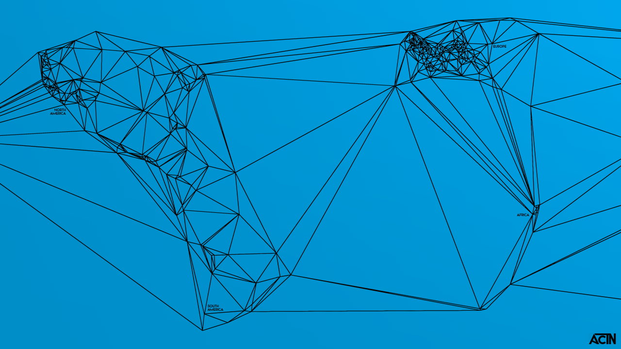 Геометрическая карта мира Nicholas Felton, голубой фон